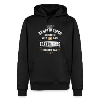 Brandenburg Regelt das ! - Männer Premium Bio Hoodie - Schwarz - Vorne - Nico (187cm)