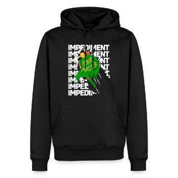 Un super-héros détruit les obstacles - Scrum Master - Sweat à capuche Premium bio Homme - noir - Devant - Nico (187cm)