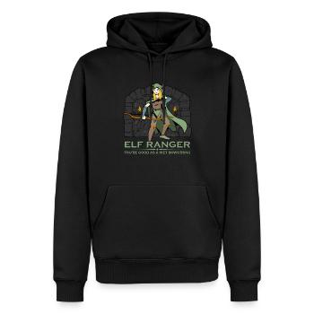 D20 Rollenspiel Charakter - Elf Waldläufer - Männer Premium Bio Hoodie - Schwarz - Vorne - Nico (187cm)