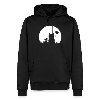 Maus Bär Herz Valentinstag - Männer Premium Bio Hoodie - Schwarz - Vorne - Nico (187cm)