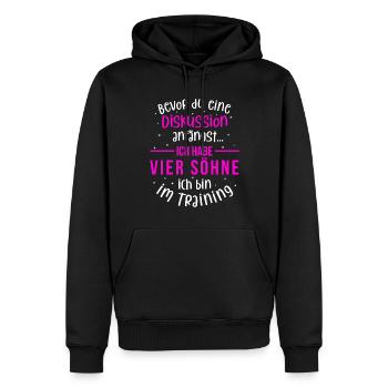 Ich habe vier Söhne - Mutter und Söhne - Männer Premium Bio Hoodie - Schwarz - Vorne - Nico (187cm)