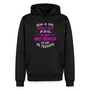 Ich habe drei Töchter - Mutter und Töchter - Männer Premium Bio Hoodie - Schwarz - Vorne - Nico (187cm)