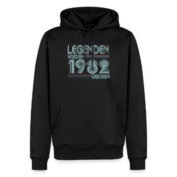 40e anniversaire 1982 Né pour de vraies légendes - Sweat à capuche Premium bio Homme - noir - Devant - Nico (187cm)