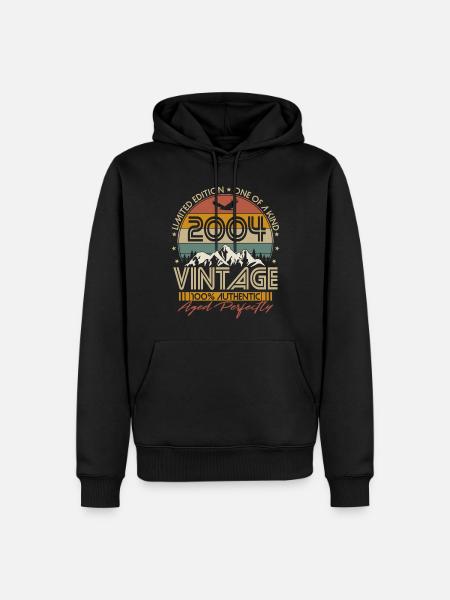 Vintage 2004 Vintage Birthday Retro Gift - Men’s Premium Organic Hoodie - black