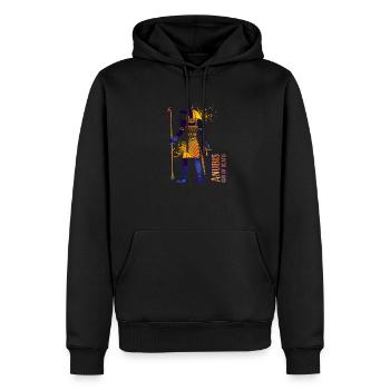 Farbige Zeichnung der ägyptischen Gottes Anubis - Männer Premium Bio Hoodie - Schwarz - Vorne - Nico (187cm)