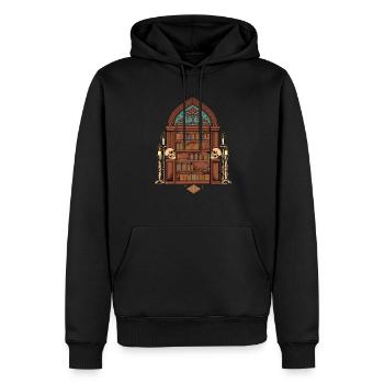 Gotisches Bücherregal - Dark Academia - Männer Premium Bio Hoodie - Schwarz - Vorne - Nico (187cm)