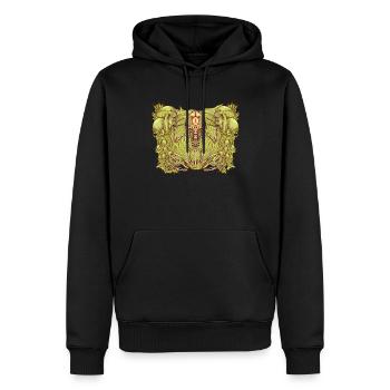 Frosch Skelett zwischen Pilzen - Männer Premium Bio Hoodie - Schwarz - Vorne - Nico (187cm)