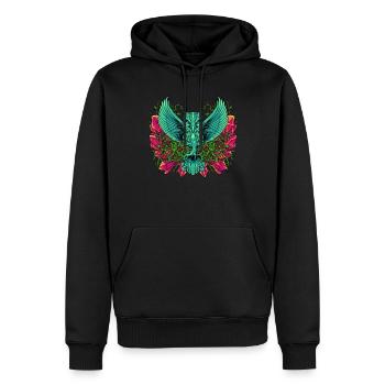 Hibou esthétique avec des vrilles et des cristaux - Sweat à capuche Premium bio Homme - noir - Devant - Nico (187cm)
