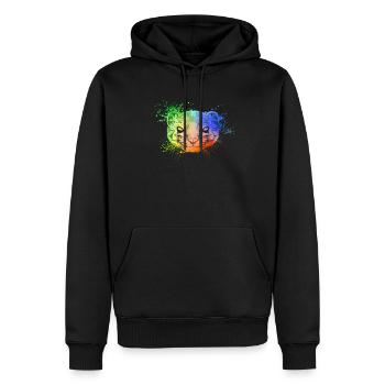Farbiger Kopf des Frettchen - Männer Premium Bio Hoodie - Schwarz - Vorne - Nico (187cm)