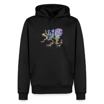Froschskelett mit Pilzen - Männer Premium Bio Hoodie - Schwarz - Vorne - Nico (187cm)