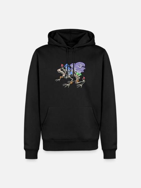 Frog skeleton with mushrooms - Men’s Premium Organic Hoodie - black