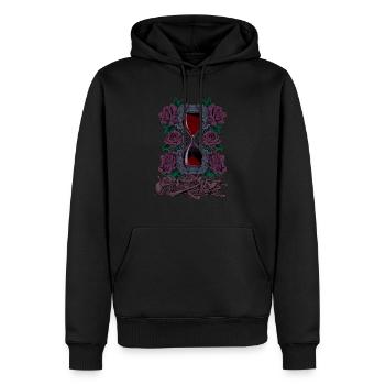 Knochen und Rosen - Gothic Sanduhr - Männer Premium Bio Hoodie - Schwarz - Vorne - Nico (187cm)