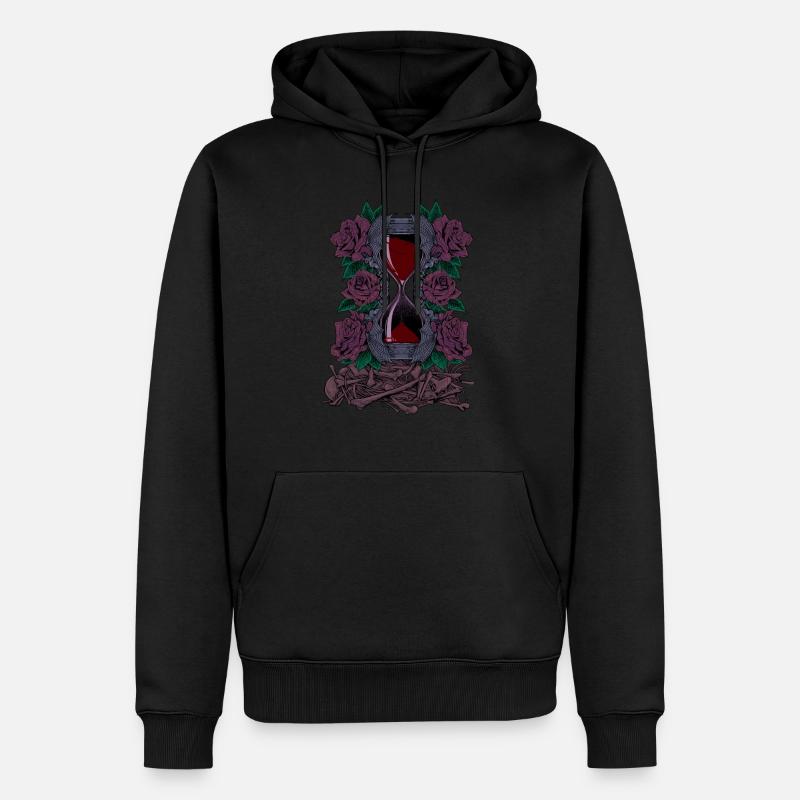 Os et roses - Sablier gothique - Sweat à capuche Premium bio Homme - noir