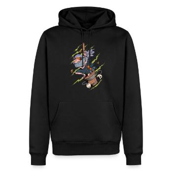 Dessin de Baba Jaga - Sweat à capuche Premium bio Homme - noir - Devant - Nico (187cm)