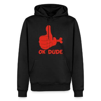 Ok Mann! (rot) - Männer Premium Bio Hoodie - Schwarz - Vorne - Nico (187cm)