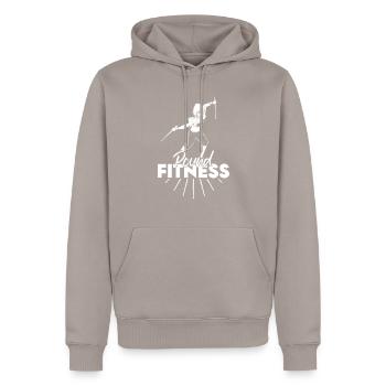 Entraînement avec pilons - Pound Fitness - Sweat à capuche Premium bio Homme - taupe - Devant - Nico (187cm)