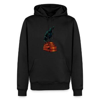 Rabe auf Büchern - Dark Academia - Männer Premium Bio Hoodie - Schwarz - Vorne - Nico (187cm)
