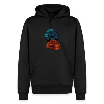 Schädel auf Büchern - Dark Academia - Männer Premium Bio Hoodie - Schwarz - Vorne - Nico (187cm)