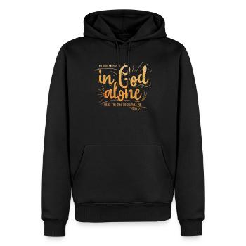 My soul finds rest in God alone - Männer Premium Bio Hoodie - Schwarz - Vorne - Nico (187cm)