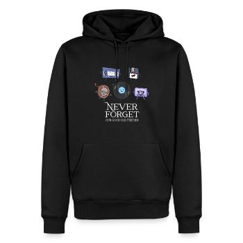 Gute alte retro Freunde - Never Forget - Männer Premium Bio Hoodie - Schwarz - Vorne - Nico (187cm)