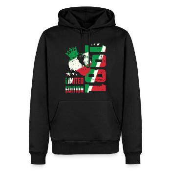 1981 Italie Hipster - Sweat à capuche Premium bio Homme - noir - Devant - Nico (187cm)