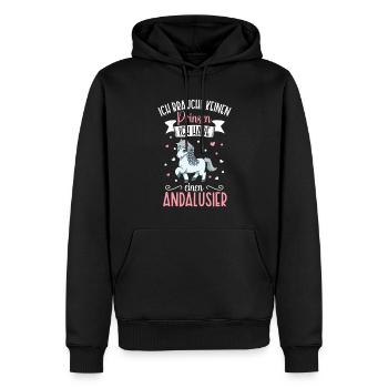 Ich brauche keinen Prinzen - Andalusier - Männer Premium Bio Hoodie - Schwarz - Vorne - Nico (187cm)