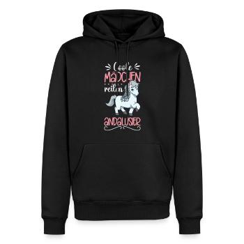 Coole Mädchen reiten Andalusier - Männer Premium Bio Hoodie - Schwarz - Vorne - Nico (187cm)