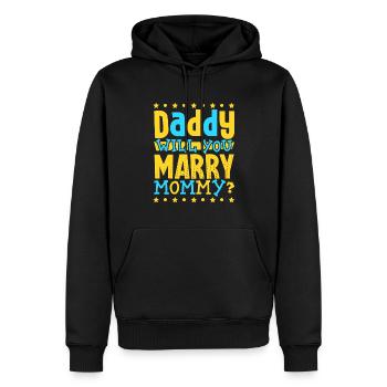 Papa tu veux épouser maman - Sweat à capuche Premium bio Homme - noir - Devant - Nico (187cm)
