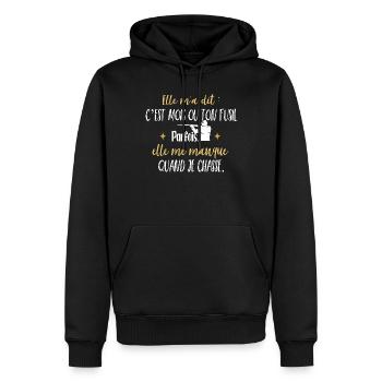 Humour Papy Chasse humoristique Papi Chasseur Tee - Sweat à capuche Premium bio Homme - noir - Devant - Nico (187cm)