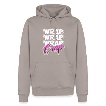 Wrap Wrap Wrap Crap - Soie aérienne - Sweat à capuche Premium bio Homme - taupe - Devant - Nico (187cm)