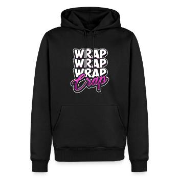 Wrap Wrap Wrap Crap - Soie aérienne - Sweat à capuche Premium bio Homme - noir - Devant - Nico (187cm)