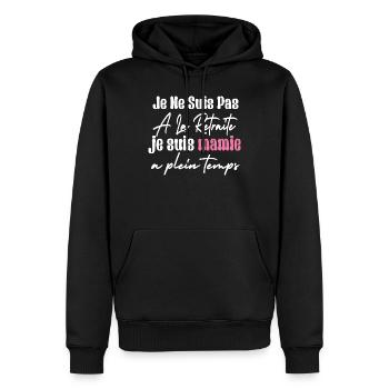 Je Ne Suis Pas À La Retraite Je Suis mamie - Sweat à capuche Premium bio Homme - noir - Devant - Nico (187cm)