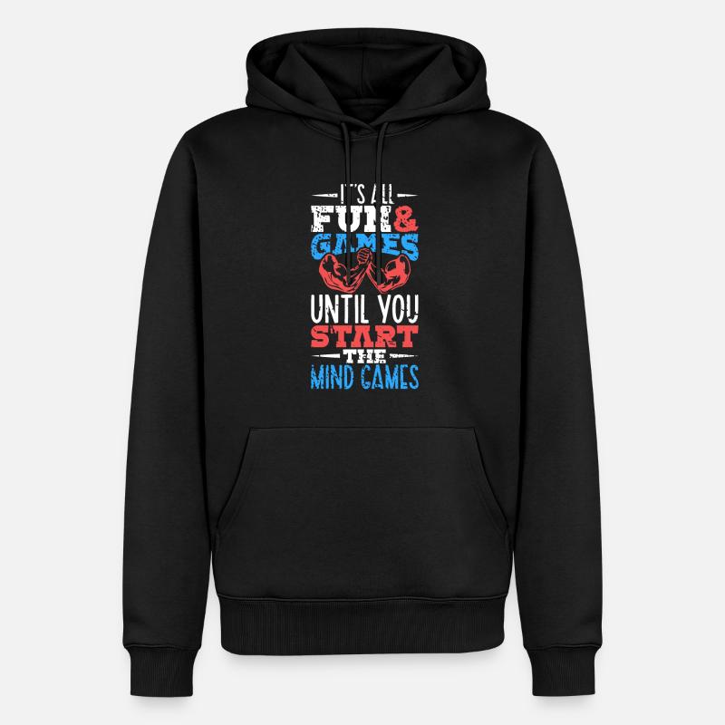 Mind Games - Armdrücken - Männer Premium Bio Hoodie - Schwarz