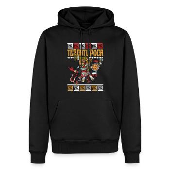 Dieu aztèque de la nuit - Tezcatlipoca - Sweat à capuche Premium bio Homme - noir - Devant - Nico (187cm)