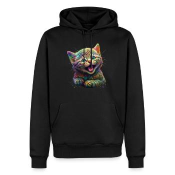 Mignon bébé chat, chaton, animaux drôles, animal de compagnie - Sweat à capuche Premium bio Homme - noir - Devant - Nico (187cm)