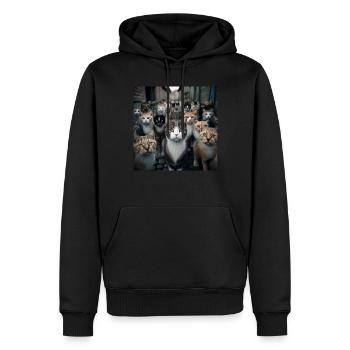 Katze Straße - Männer Premium Bio Hoodie - Schwarz - Vorne - Nico (187cm)