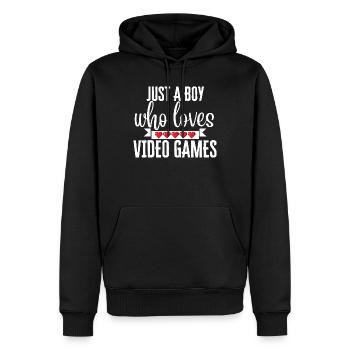 Nur ein Junge, der Videospiele liebt - Männer Premium Bio Hoodie - Schwarz - Vorne - Nico (187cm)