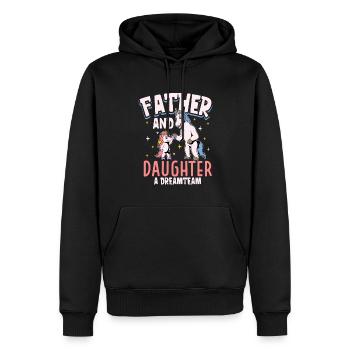 L’équipe de rêve - père et fille - Sweat à capuche Premium bio Homme - noir - Devant - Nico (187cm)