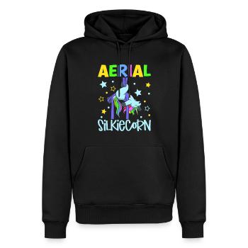 Silkiecorn aérien - Soies aériennes - Sweat à capuche Premium bio Homme - noir - Devant - Nico (187cm)