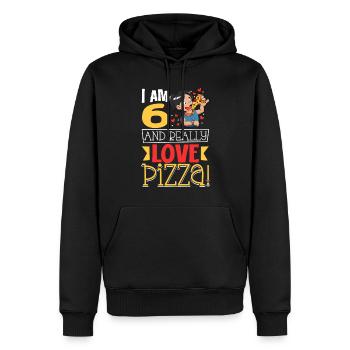 Ich bin 6 - Mädchen Pizza - Männer Premium Bio Hoodie - Schwarz - Vorne - Nico (187cm)