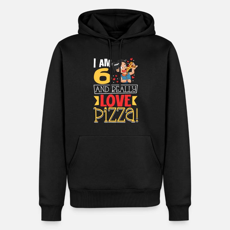 Ich bin 6 - Mädchen Pizza - Männer Premium Bio Hoodie - Schwarz