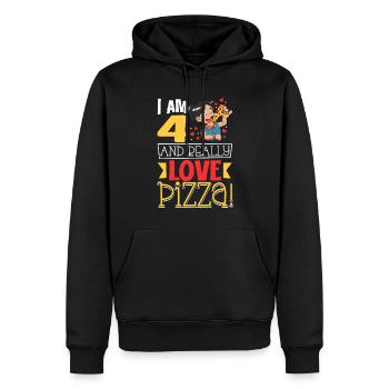 J’ai 4 ans - Pizza pour filles - Sweat à capuche Premium bio Homme - noir - Devant - Nico (187cm)