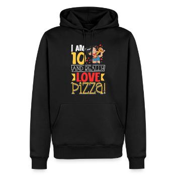J’ai 10 ans - Girl Pizza - Sweat à capuche Premium bio Homme - noir - Devant - Nico (187cm)