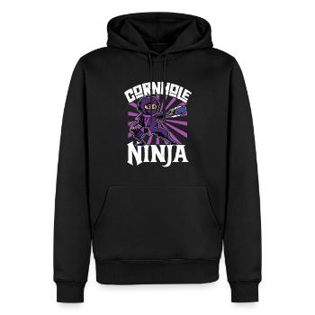 Cornhole Ninja - Männer Premium Bio Hoodie - Schwarz - Vorne - Nico (187cm)