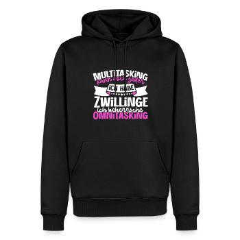Multitasking kann jeder - Mutter von Zwillingen - Männer Premium Bio Hoodie - Schwarz - Vorne - Nico (187cm)