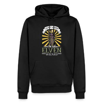 D20 Rollenspiel Charakter - Elf Zauberer - Männer Premium Bio Hoodie - Schwarz - Vorne - Nico (187cm)