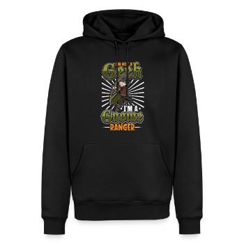 Kein geek - D20 Rollenspiel Charakter - Waldläufer - Männer Premium Bio Hoodie - Schwarz - Vorne - Nico (187cm)