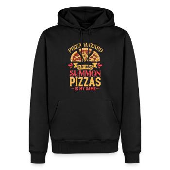 Pizza Wizard est mon nom - Pizza Baker - Sweat à capuche Premium bio Homme - noir - Devant - Nico (187cm)
