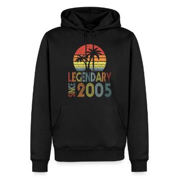 Légendaire depuis 2005 - Sweat à capuche Premium bio Homme - noir - Devant - Nico (187cm)