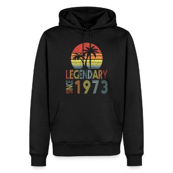 Legendary since 1973 - Männer Premium Bio Hoodie - Schwarz - Vorne - Nico (187cm)